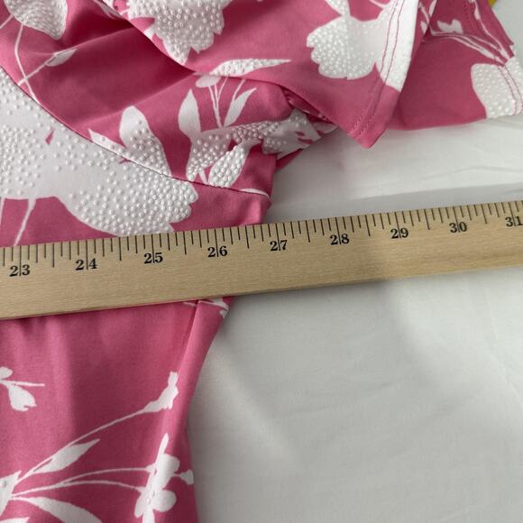 Ruby Rd Dress Womens 2X Pink White Floral Bell Sleeve Lightweight Stretchy Plus - Picture 5 of 6